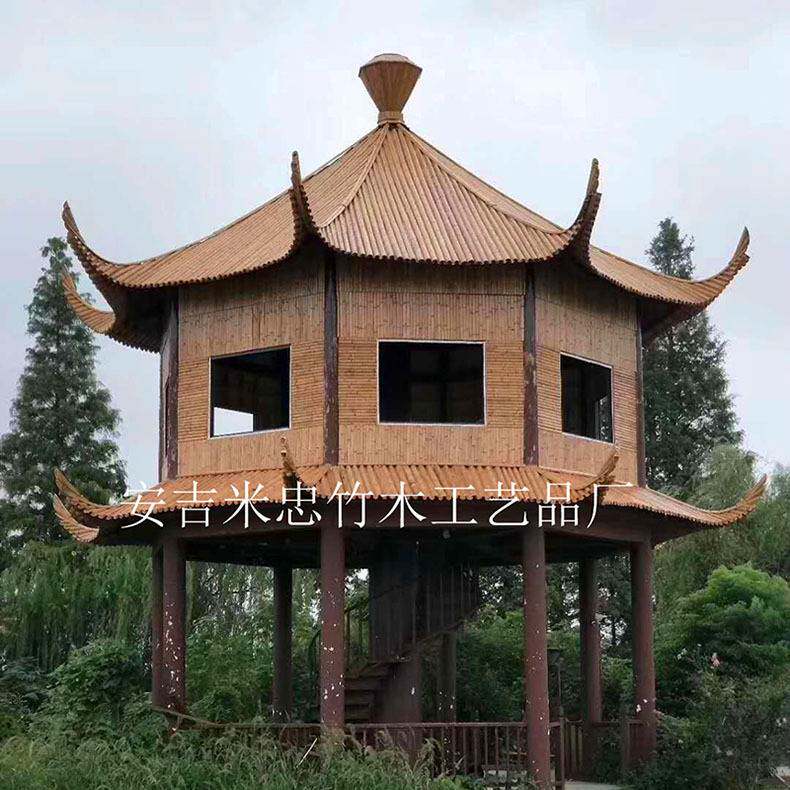 安吉厂家承接景区工程户外公园景观防腐木竹八角凉亭竹制亭子制作