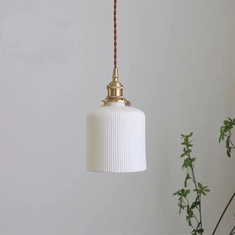 日式陶瓷吊灯复古条纹餐厅吧台民宿床头玄关过道茶室北欧黄铜吊灯