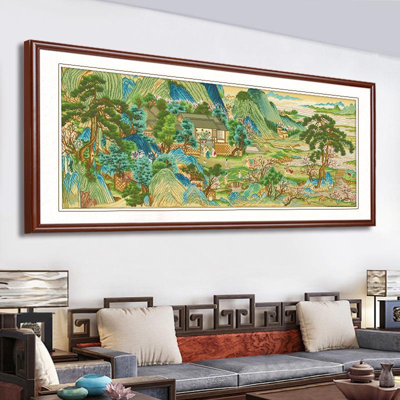A6L十字绣2023新款线绣客厅名画手工绣大气山水风景桃源图