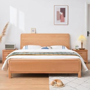 北欧实木床榉木简约1.2m1.35 1.8米卧室双人家具小户型高箱储物床