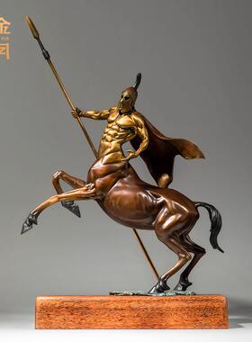铜金岁月勇士人头马黄铜摆件创意希腊勇士战神战马彩铜器工艺品
