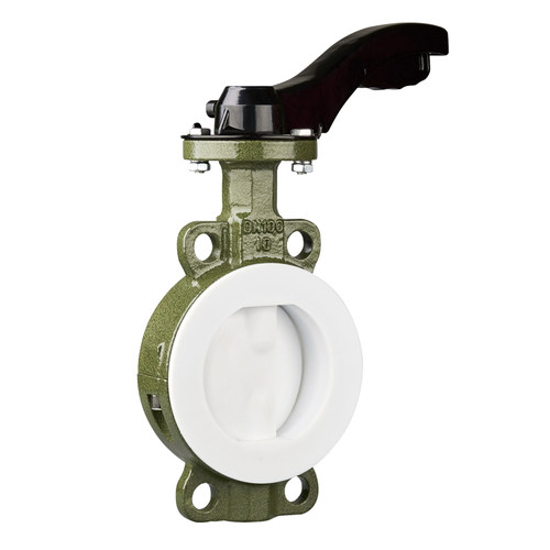 手动蝶阀 D71F4-16C 手柄对夹衬氟蝶阀DN40 50 65 80 100