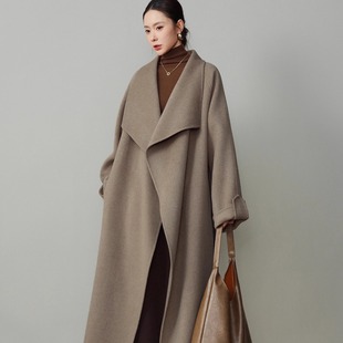 冬季时髦新款双面羊毛大衣女款气质中长款高级感立领羊毛呢外套