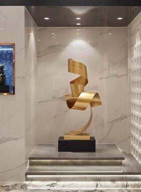 现大铁型抽象艺摆件酒玄店大堂雕塑艺代术品关过道客厅落地装F875