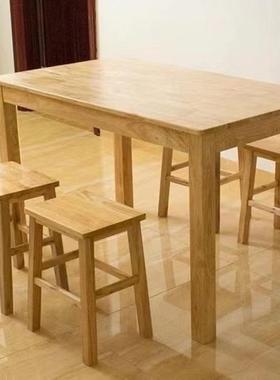 实木木餐桌橡胶桌子长方形正方桌形餐桌家用饮食店经济实GJU木吃