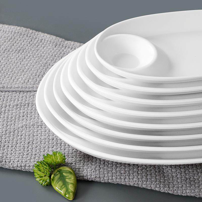 祥源美密HPV胺塑具盘子商用仿瓷料餐双饺子格盘创意小吃碟凉菜冷