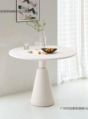 奶油风法板圆桌IBL餐桌小户型家式用岩桌椅组轻合 奢接待洽谈阳台