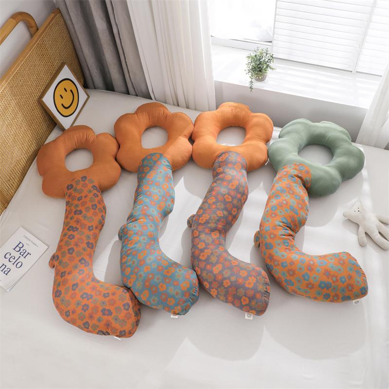 跨全棉三层纱抱枕朵长枕孕妇枕头孕妇枕孕妇夹腿侧睡枕头花境厂家