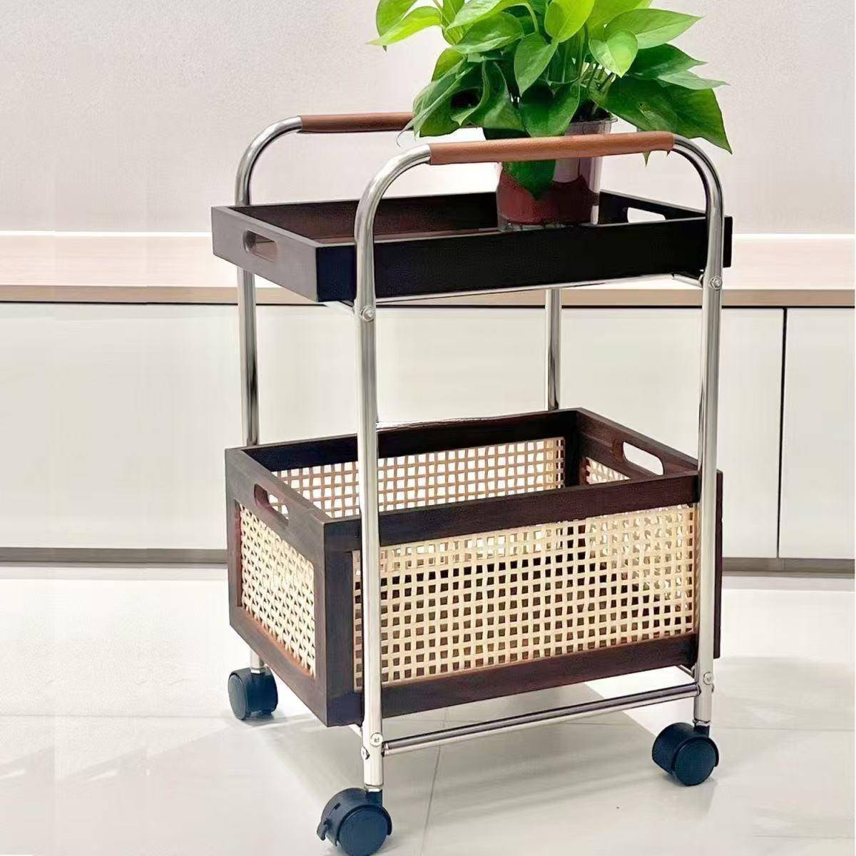 中古风双复古小推推车杂物收纳车落家居e3SEA8Bi装饰层置物架脸盆