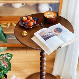 A式 357实木边几茶几客厅小沙发角几床头桌阳台休闲桌 8L法美复古式