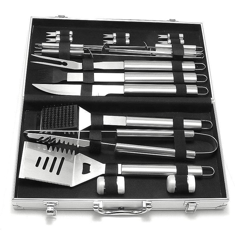 跨境锈钢家用户外烧烤工不具套1UBM8件套BBQ铝箱烧烤铲叉签夹组合,厨房/烹饪用具,烧烤用具套装,淘宝优惠券,粉丝福利购,淘宝优惠卷