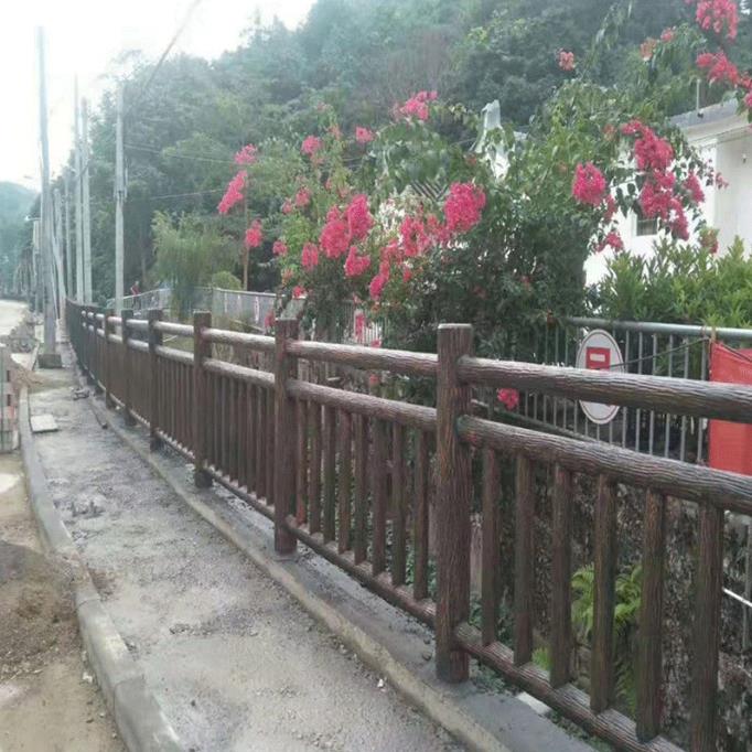 泥护栏仿竹藤防护木栏616梯仿形栏杆公园别墅湖边水防护树皮栏杆