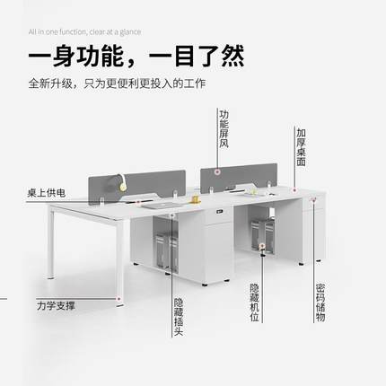 办公桌员工位四人位一体线盒卡座简约办现代公室家SY-Z0512职椅员