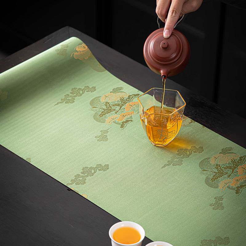 新中式复古桌席防水泡茶禅意布艺织锦工艺隔热双面茶垫隔热茶席禅