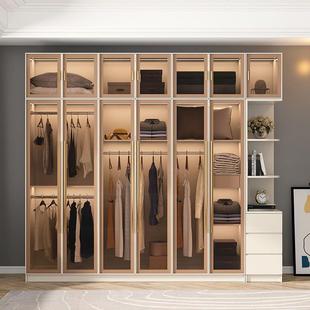 放衣柜卧室透现奢945明玻璃门代简约轻带梳妆台网红开式 衣帽间大