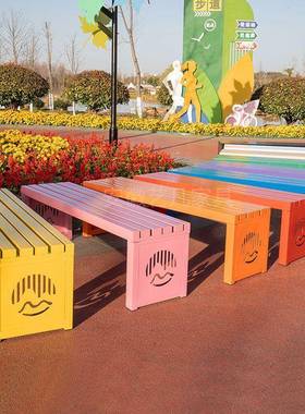 公园户外靠背SOF休椅休闲长子室外庭院球场息商广场座椅椅露天长条凳