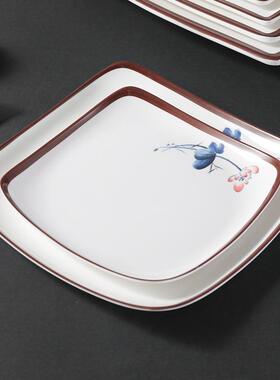 密胺盘子瓷JFV塑料四方形凉菜碟子快盘餐饭店炒菜盘子盖浇盘饭仿