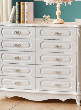 欧斗式五代斗柜白色979雕花客厅组装收纳储物柜简卧室五橱约现抽
