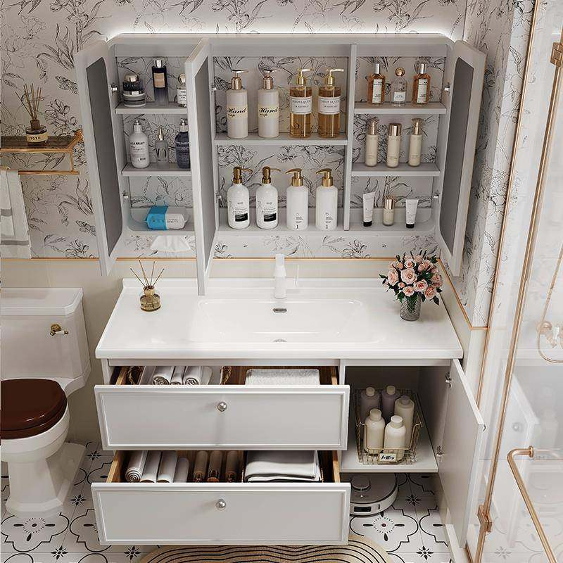 I橡木烤漆711法式4复古浴室柜油组合陶瓷一体盆奶风手洗脸洗漱洗