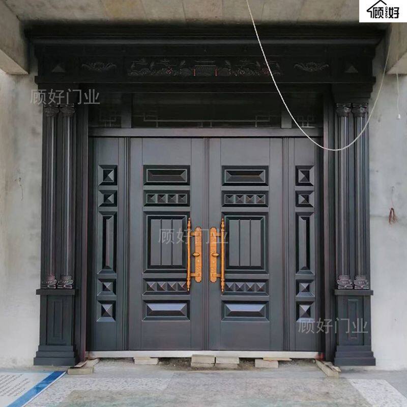 锌合金别墅大门双开门仿铜家用入户门农村自建房大门乡村庭院大门