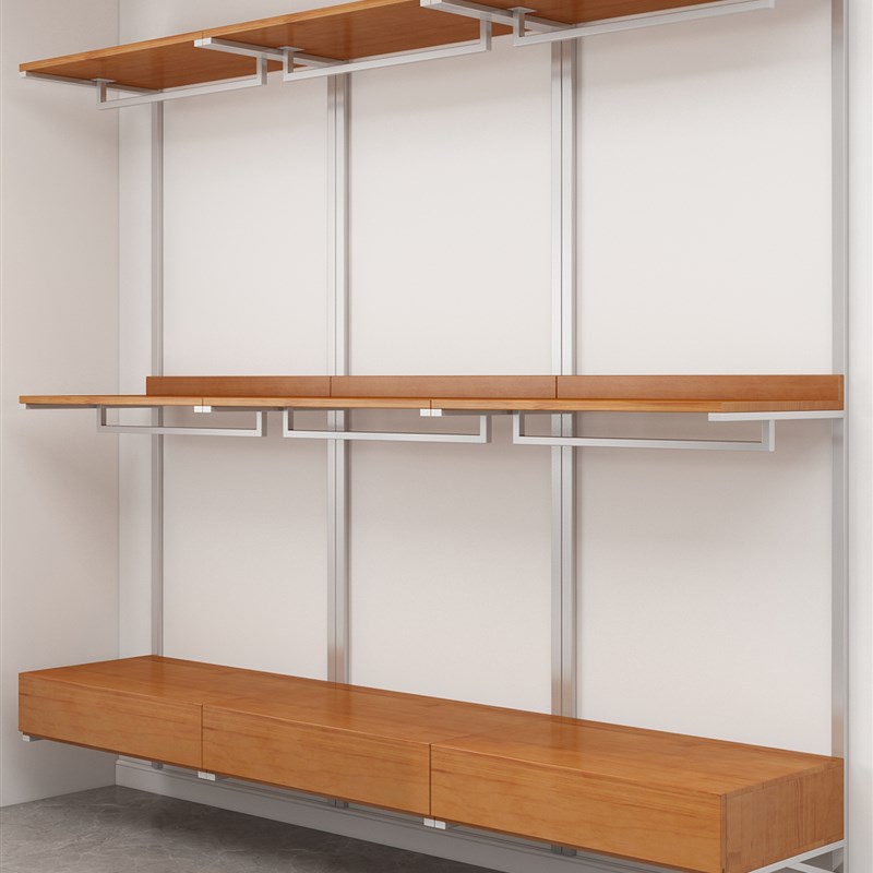 金属衣柜2025新款爆款r家用卧室开放式衣橱砌墙实木钢架定制衣帽