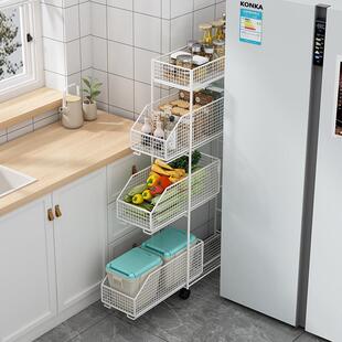 厨房夹缝落置物架地多超层FYZ030窄收纳架冰箱侧窄边缝柜隙小推车