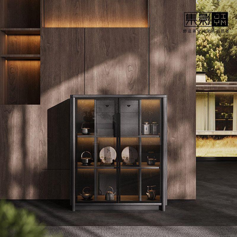JIYM/集影意式极简轻奢白蜡木收纳柜茶柜新款办公家用防尘展示柜