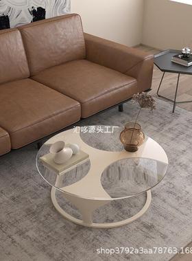 异形小茶几 意式轻奢NEB圆形边桌子 代简现轻奢家用约客厅钢化玻璃几
