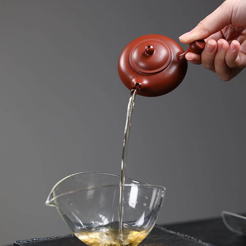 宜兴紫102005潘砂原矿朱泥壶壶侧具把小茶壶防烫工夫泡壶小品茶茶
