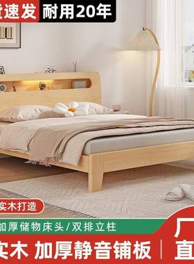 实木床1.5米双人床家用1.8m亚简CGS约出租房经济型1架.m2单人床马