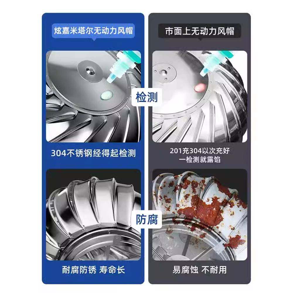 304锈钢无动力无动力风型风帽厂房屋顶不通风器排风球换球600烟气