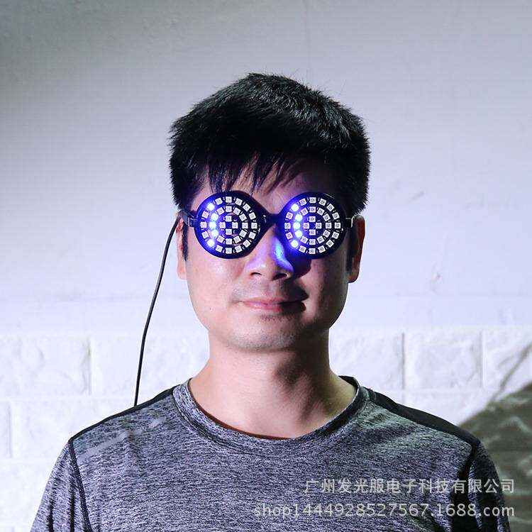亚马逊LED发光眼镜幻彩变色圣诞节表演电音节眼道具应援无线派对