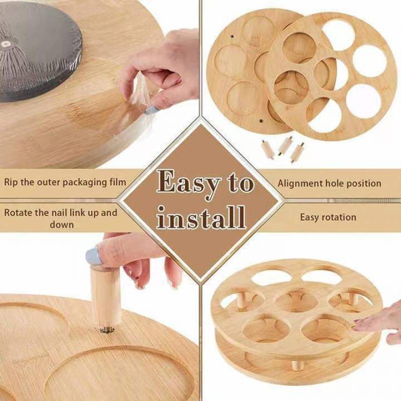 创意木质收纳架厨房调味料托盘转盘懒人苏珊圆盘旋转调料架置物架