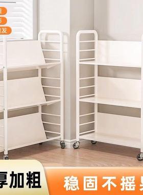 简约现代pxx63643儿铁艺收纳书架推绘车带轮可家移动童本整理架免