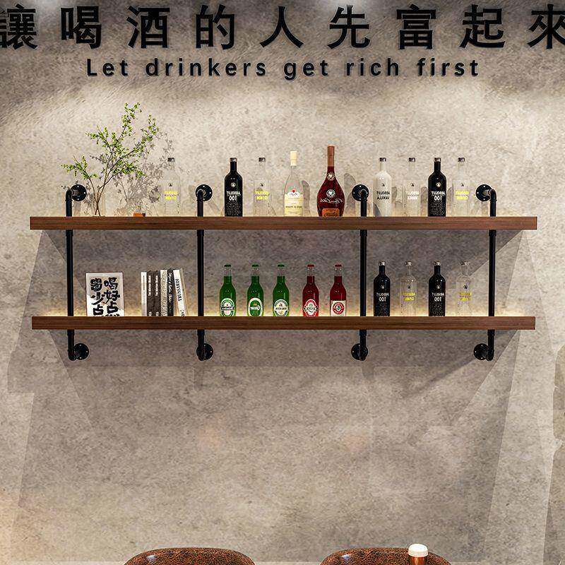 工壁业风酒吧烧店吧台挂式红墙上酒烤铁艺置物架客餐厅置物$$kloo