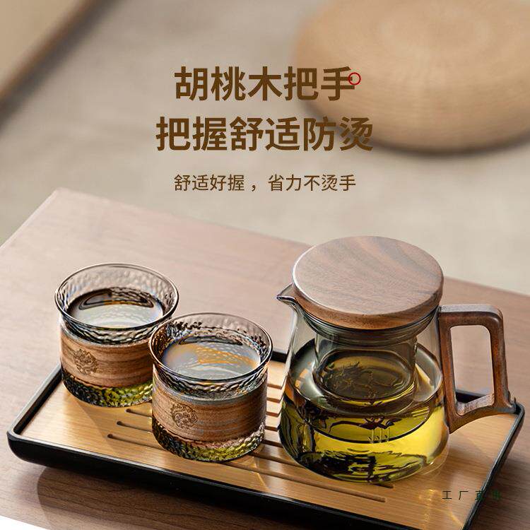 玻璃茶茶壶泡茶家用耐高温单F968JJJS壶过泡办滤公室泡茶花壶茶具