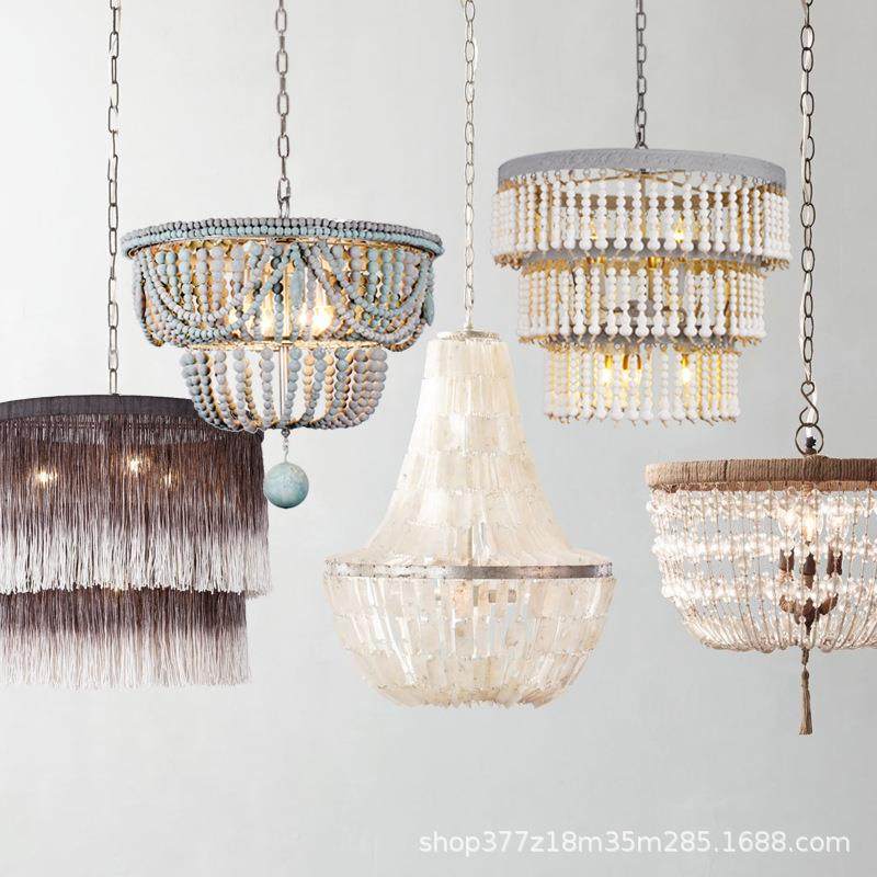 式法轻奢卧室吊客厅灯灯实木头装饰具儿SL-1123童房公主美式复古