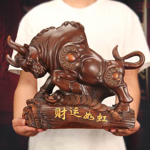 牛店摆件十二生肖牛厅玄YF财运如关酒柜装饰品摆设公摆客司铺前台