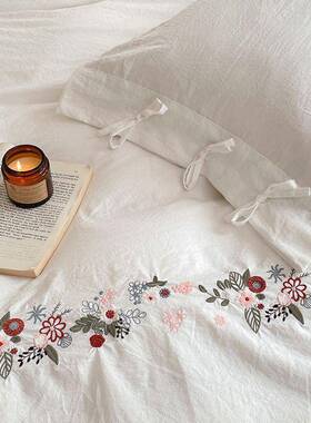 A被类新式刺绣款水洗UTK棉柔软学生舍三宿件套被套中罩床单款四件