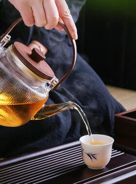 围炉茶蒸煮壶玻璃耐高2023110温大容量煮泡茶水壶明火黑晶炉茶烧