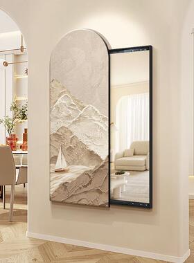款奶新油风玄关装饰画推拉镜式可关BCDC-240闭全身理挂肌画卧室穿