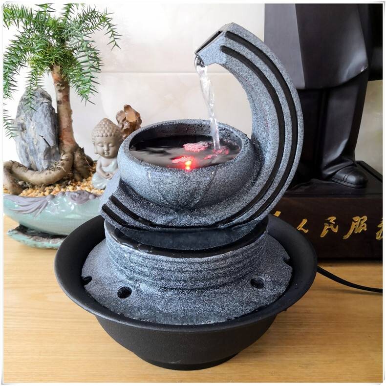 跨境 流水喷泉摆件厂家直销办公桌面树脂工艺品家居饰品产地货源
