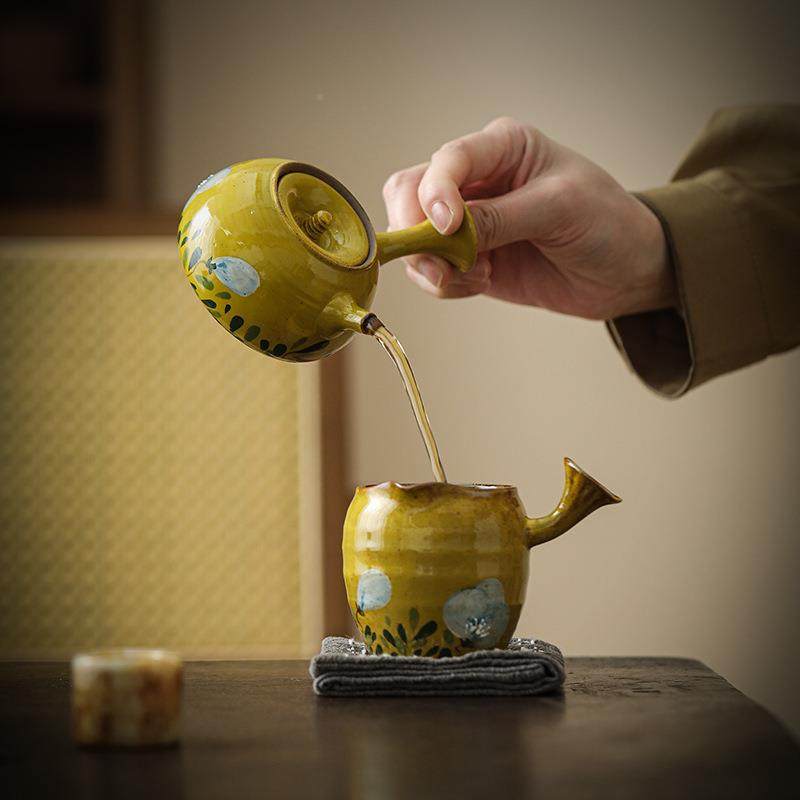 手绘山量茶花陶瓷茶壶单壶釉下彩SY-071-侧把壶小容一用家茶用具,餐饮具,茶壶,淘宝优惠券,粉丝福利购,淘宝优惠卷