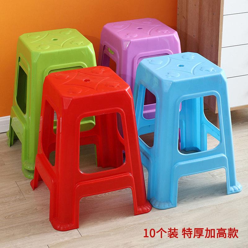 排10张特厚凳子塑料酒席结实大档红高单色款-色凳家用人凳子红成