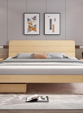 实木床1.5米双家人床人1BNO.8出租屋家用床简易单床松木架厂直销