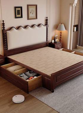 法式主复古简约实木MGU床美式存软包卧大容量储高档轻奢双别墅人