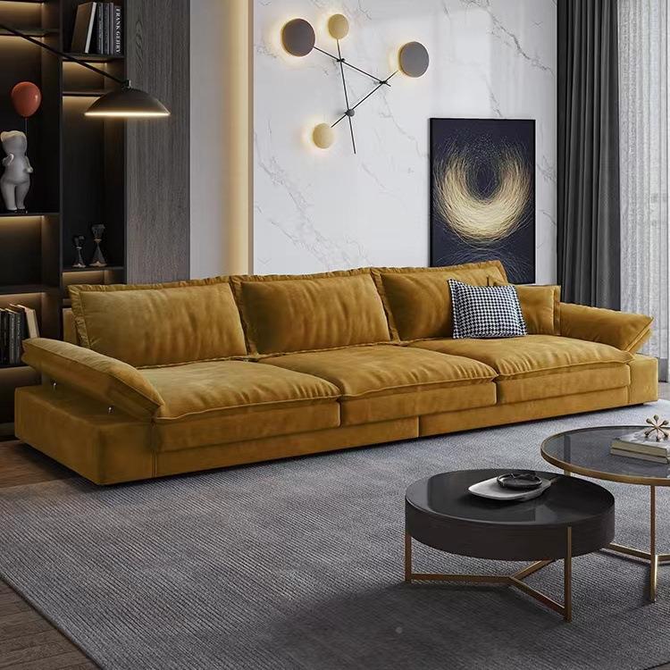 意式轻奢麂皮多层绒沙超发客厅宽大坐深沙沙YKC发羽绒乳胶布艺懒