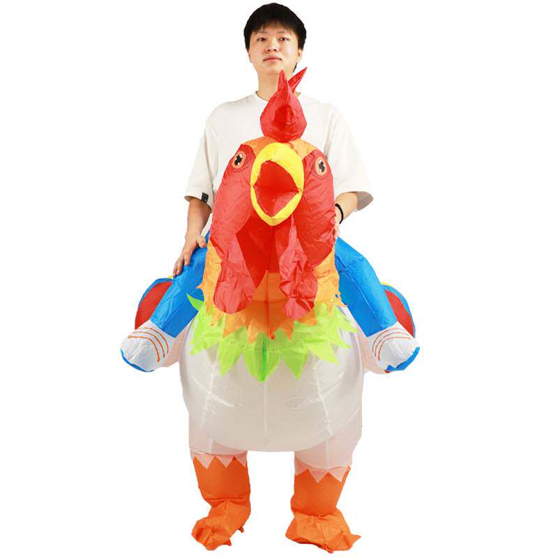 万圣节跨境卡通骑行人偶服饰演出派对道具节日表演彩色公鸡充气服