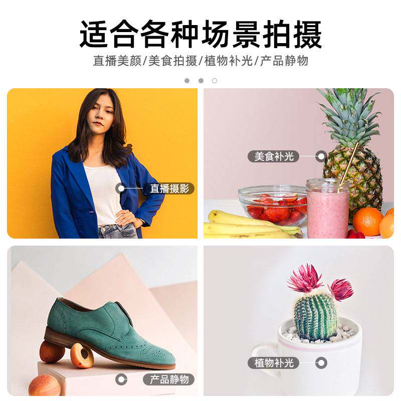 摄影器材套装 美颜拍照补光灯泡 无极调光美食网红主播LED美光灯