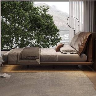 卧GWV室松木成套轻奢浮现代简baxter大象耳朵约人床悬床+双床头柜